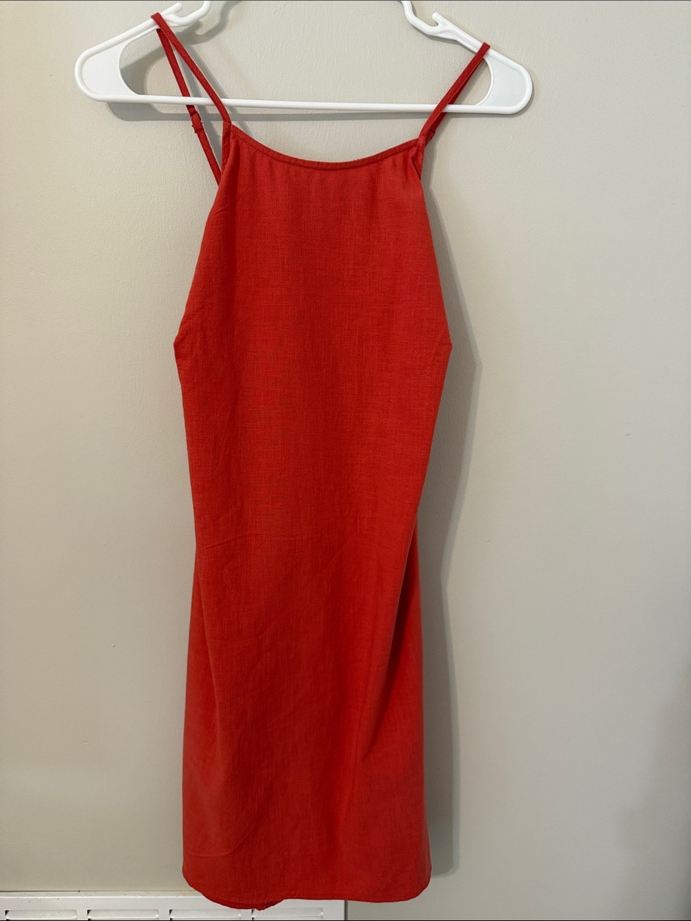 a new day rust red/ orange Spaghetti-Strap Midi Dress cut out back.
